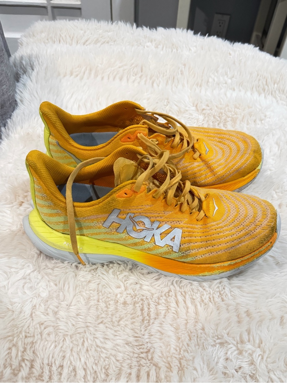 Hoka Yellow-Orange Running Sneakers